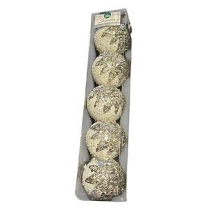Silver Shimmer Beaded Christmas Ornaments (5) Winter Wonder Lane Festive NEW